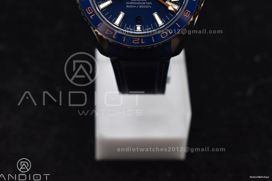 1009 A8605 Edition Clone Blue Best Ceramic VSF Dial 1:1 Blue GMT Strap Ocean 600M Planet Bezel on Rubber Super Trendsetting Co-Axial 43.5mm 0403
